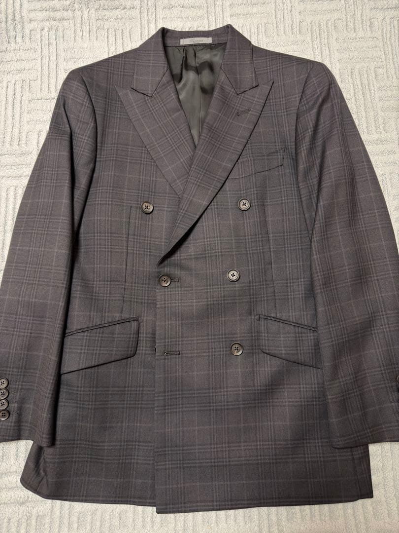 訳あり TENORAS ティノラス 黒 ダブル チェック 3ピース