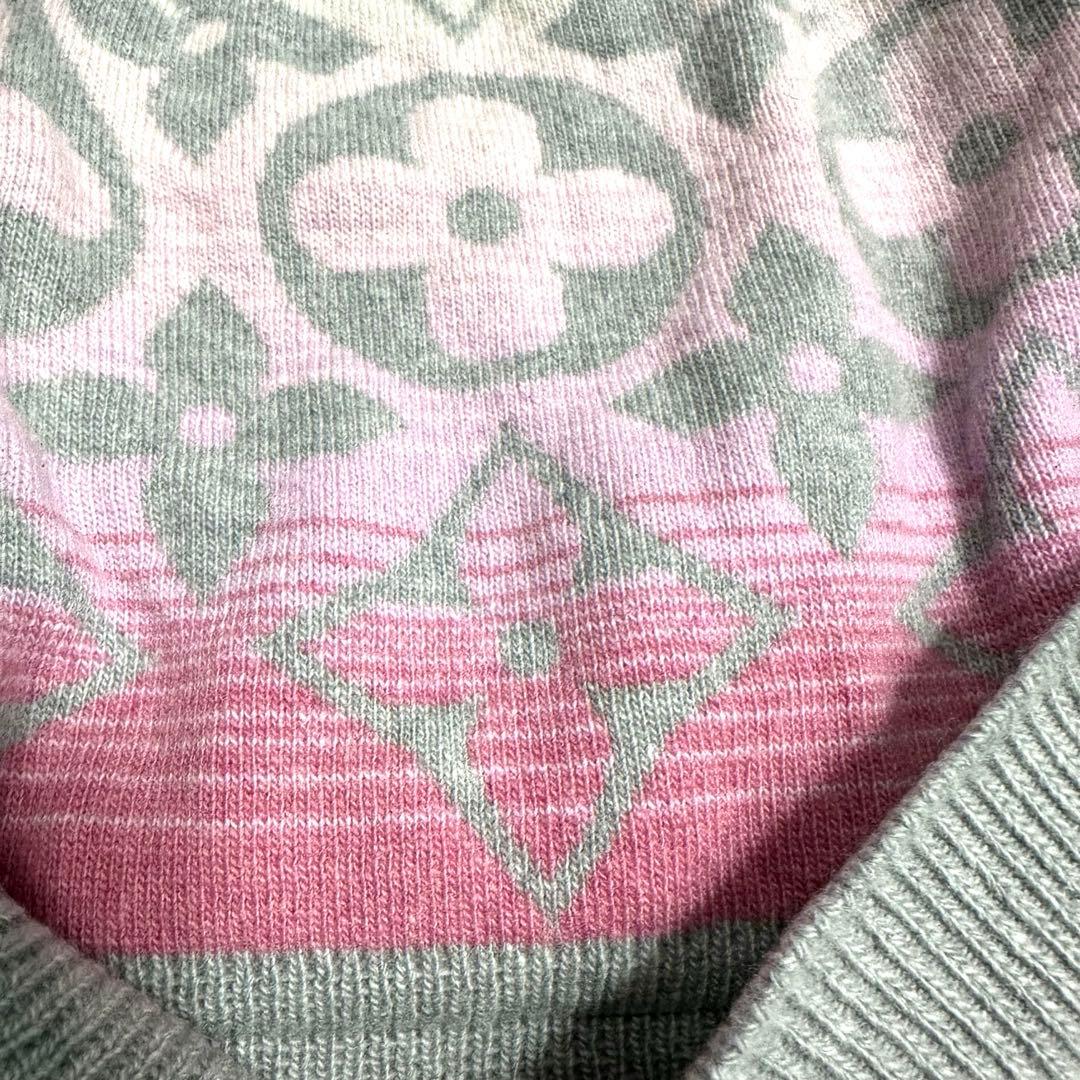 極美品★ルイヴィトン ニット帽　カシミヤ混 帽子 ロゴデザイン ピンク　グレー