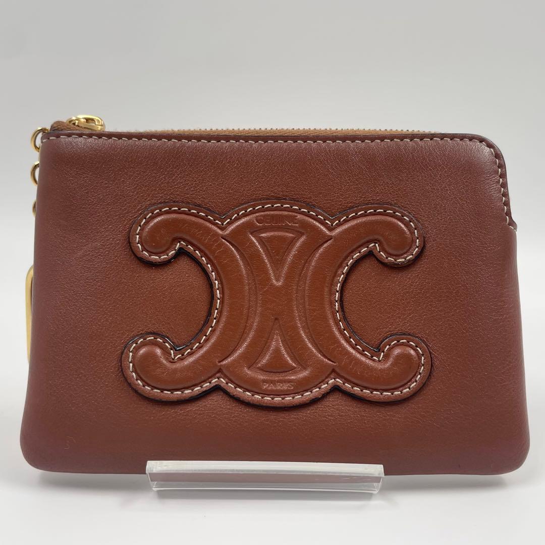 【✨美品】セリーヌ ケース キュイル トリオンフ キーリング付 ブラウン