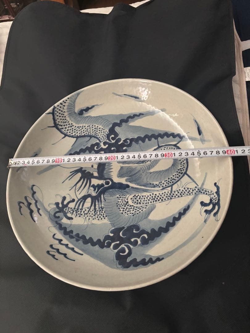 phuonganh05206　特大青花大皿、壺、粉彩中皿　三点セット