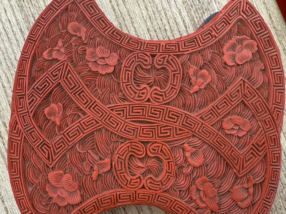 中国　堆朱　菱型香合　型方勝　木製　送料込み250313