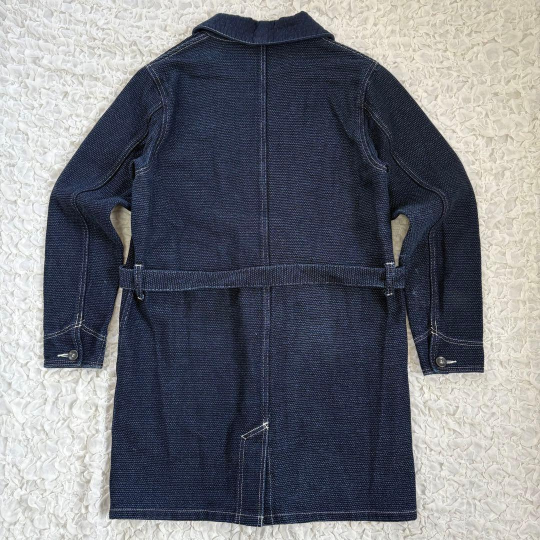 美品 刺子　FDMTLインディゴショールカラーデニムコート