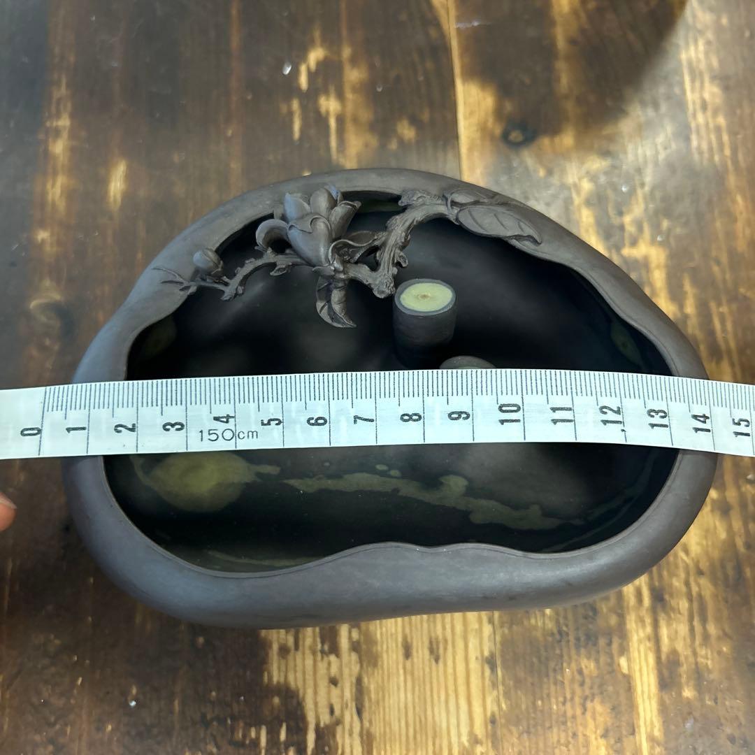 書道 硯 梅花坑水盂椿型　美術品　芸術品　骨董品　工芸品　最高級　逸品　中国美術