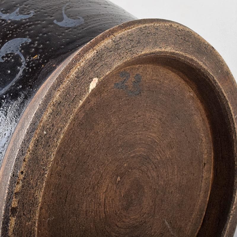 薩摩焼　古薩摩　色絵金彩　扇窓絵鳳凰獅子花文瓶　壷　高さ約45㎝　UR7915B