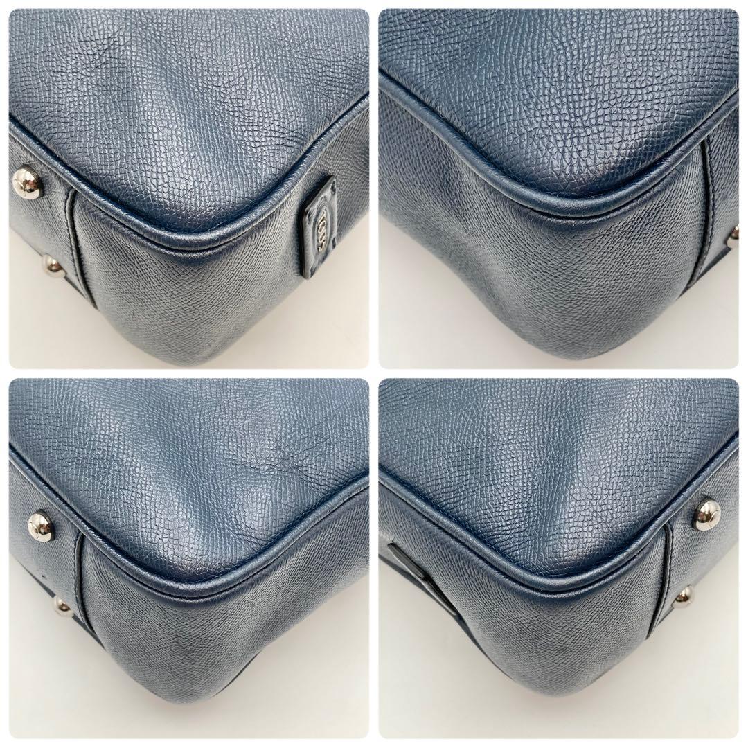 極美品✨TOD'S ビジネスバッグ レザー 紺色 A4 サイドロゴ スリム 仕事