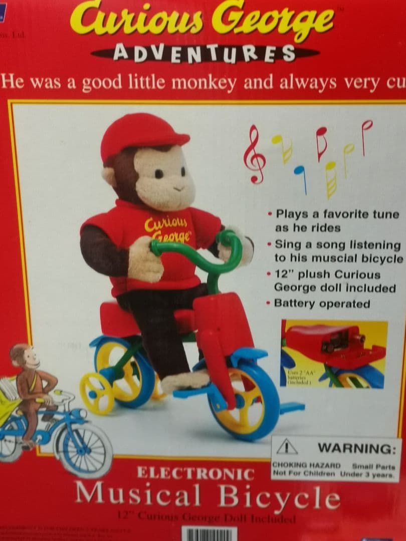 激レアおさるのジョージ音楽ぬいぐるみ自転車 12インチ 1999年