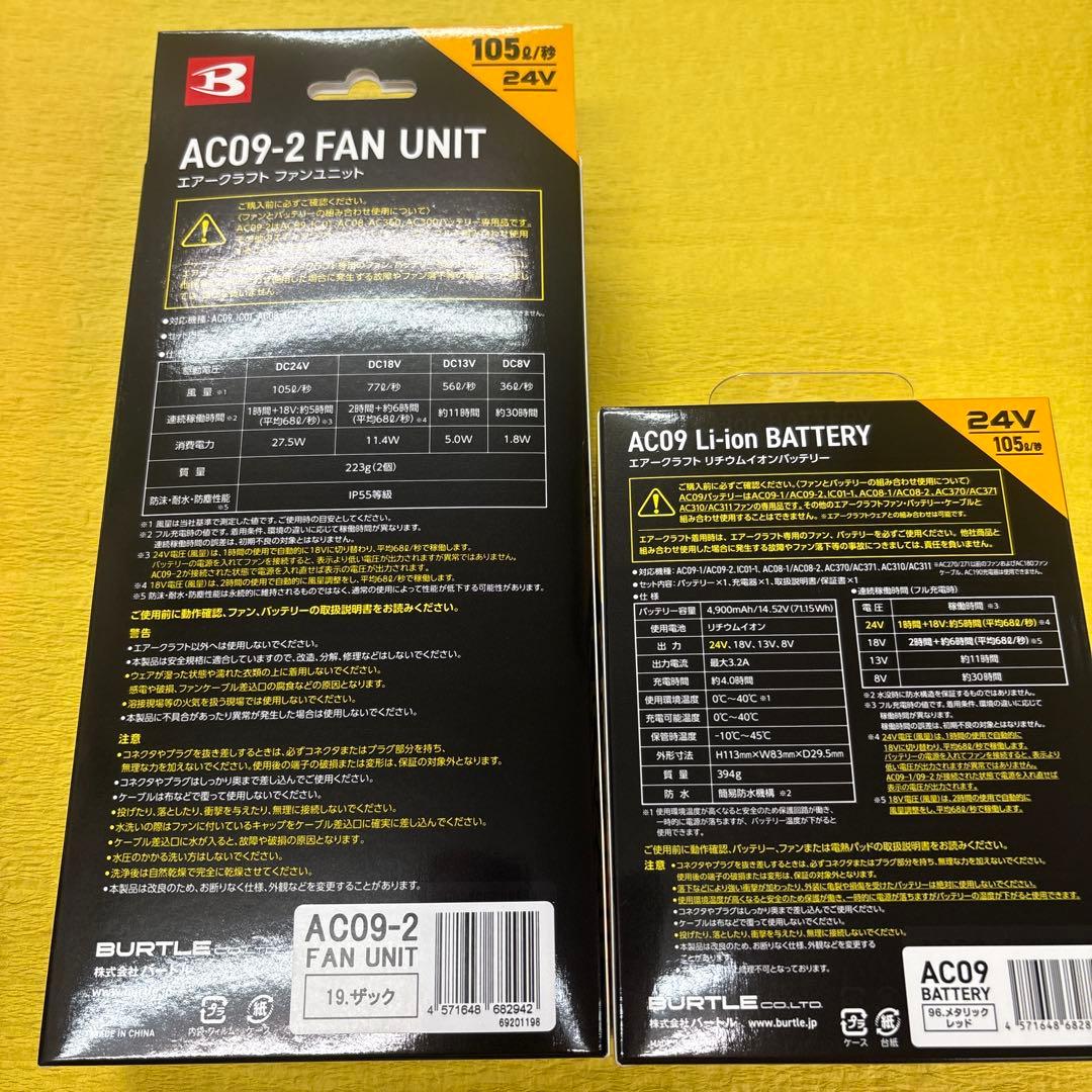 2025年最新モデルザックファン＋赤バッテリーセット24V