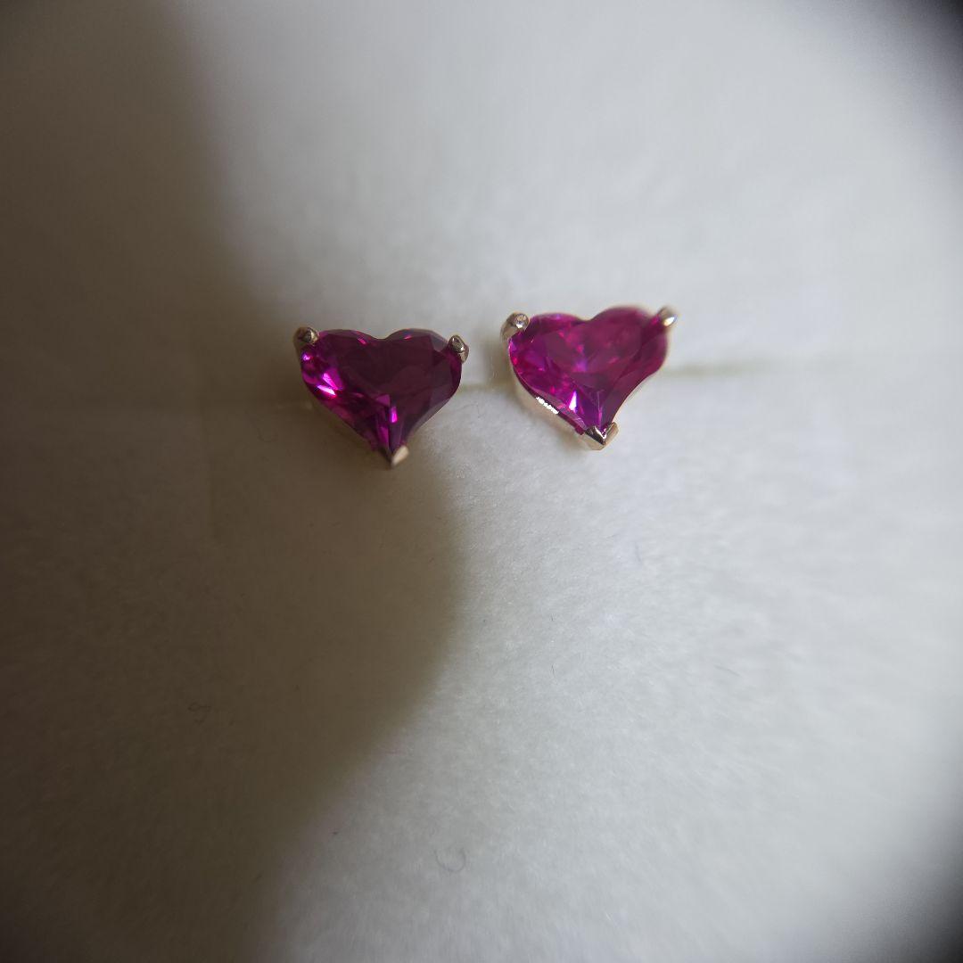 K10YG ルビー ハート ピアス
