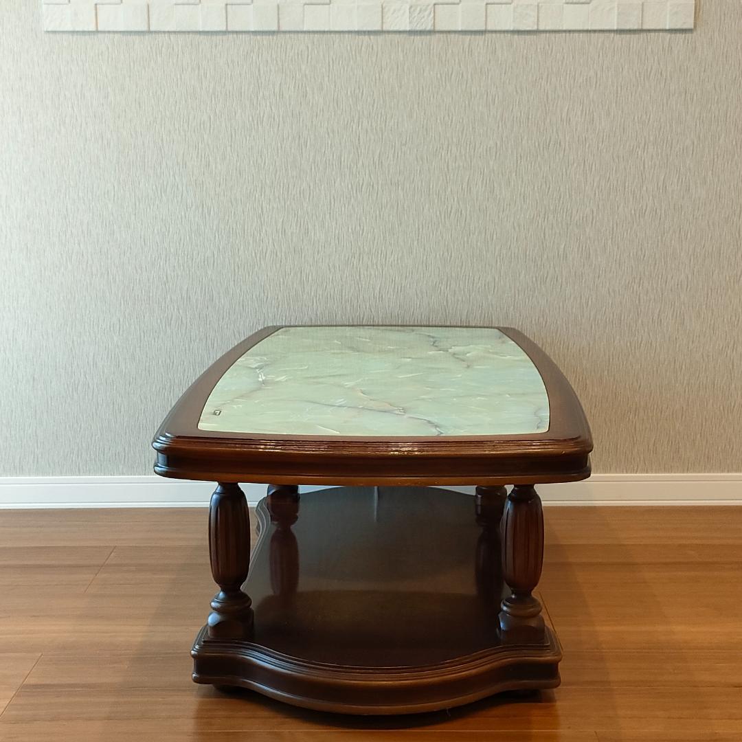 カリモク　ヴィンテージ　センターテーブル　大理石柄　木製