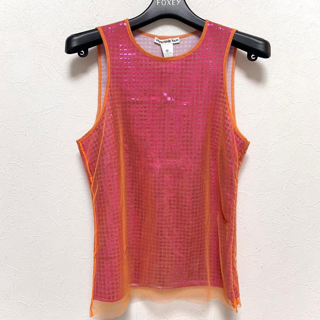 ヴィヴィアン・タム シアー ドット ラメ タンクトップ ノースリーブ