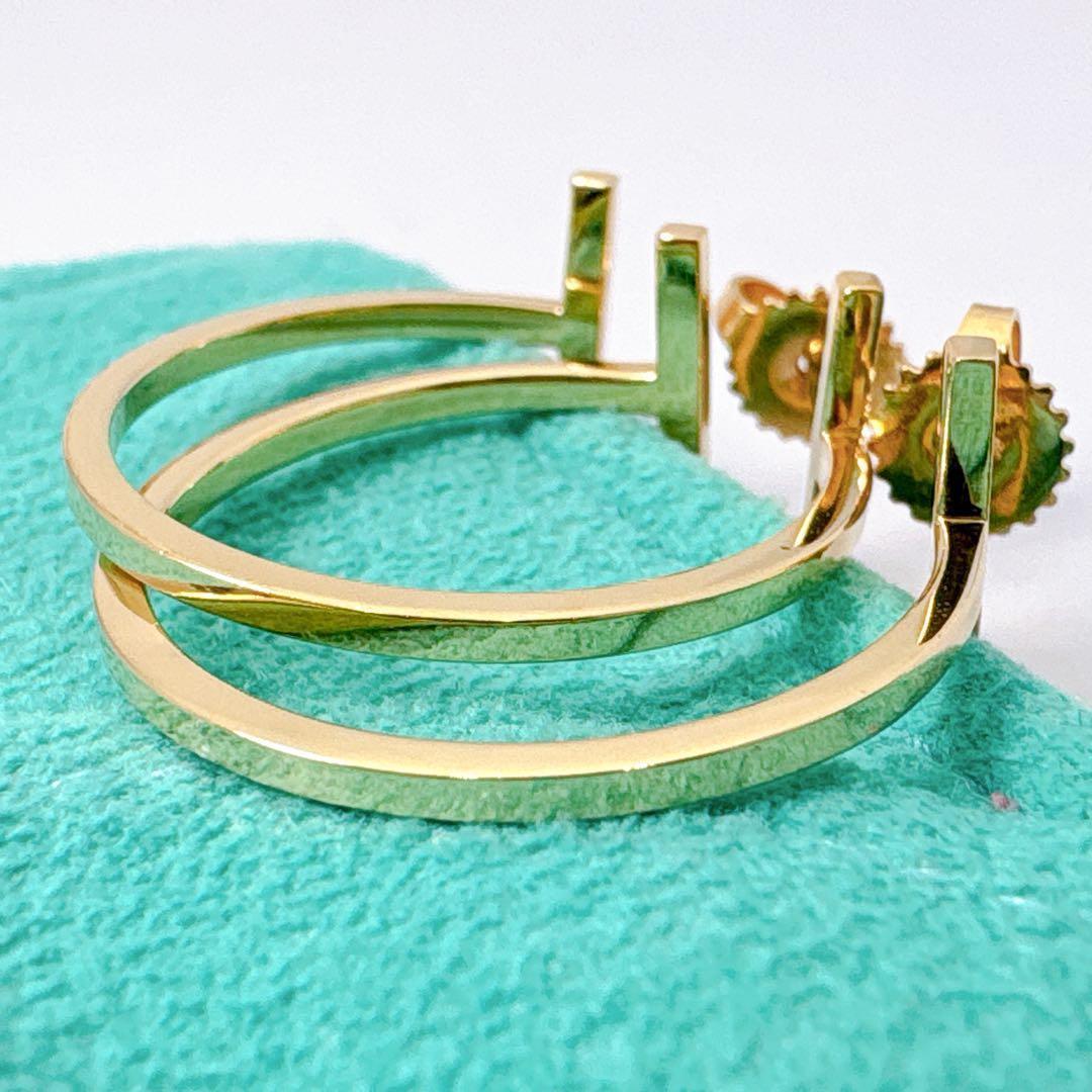 極美品 付属品付 ティファニー Tワイヤー フープ ピアス ゴールド k18