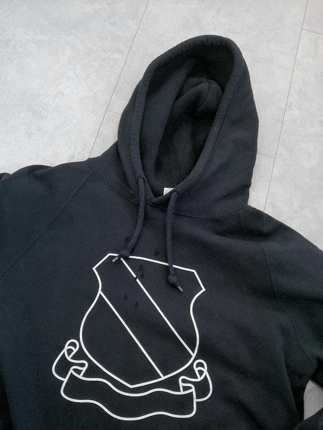 ナンバーナイン ダメージ加工 エンブレム プリント スウェット パーカー 3 黒