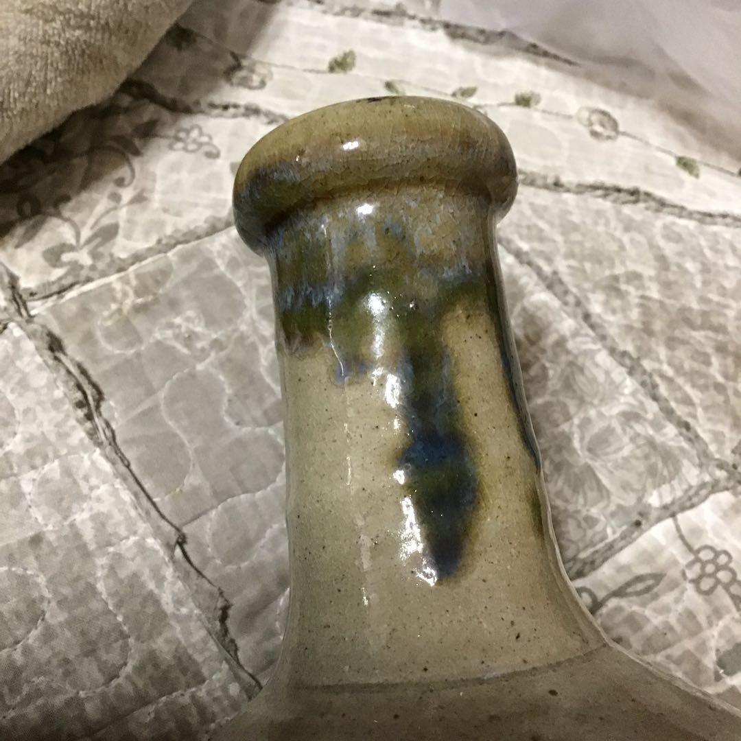 アンティーク 古 大堀相馬焼 首 緑釉 徳利