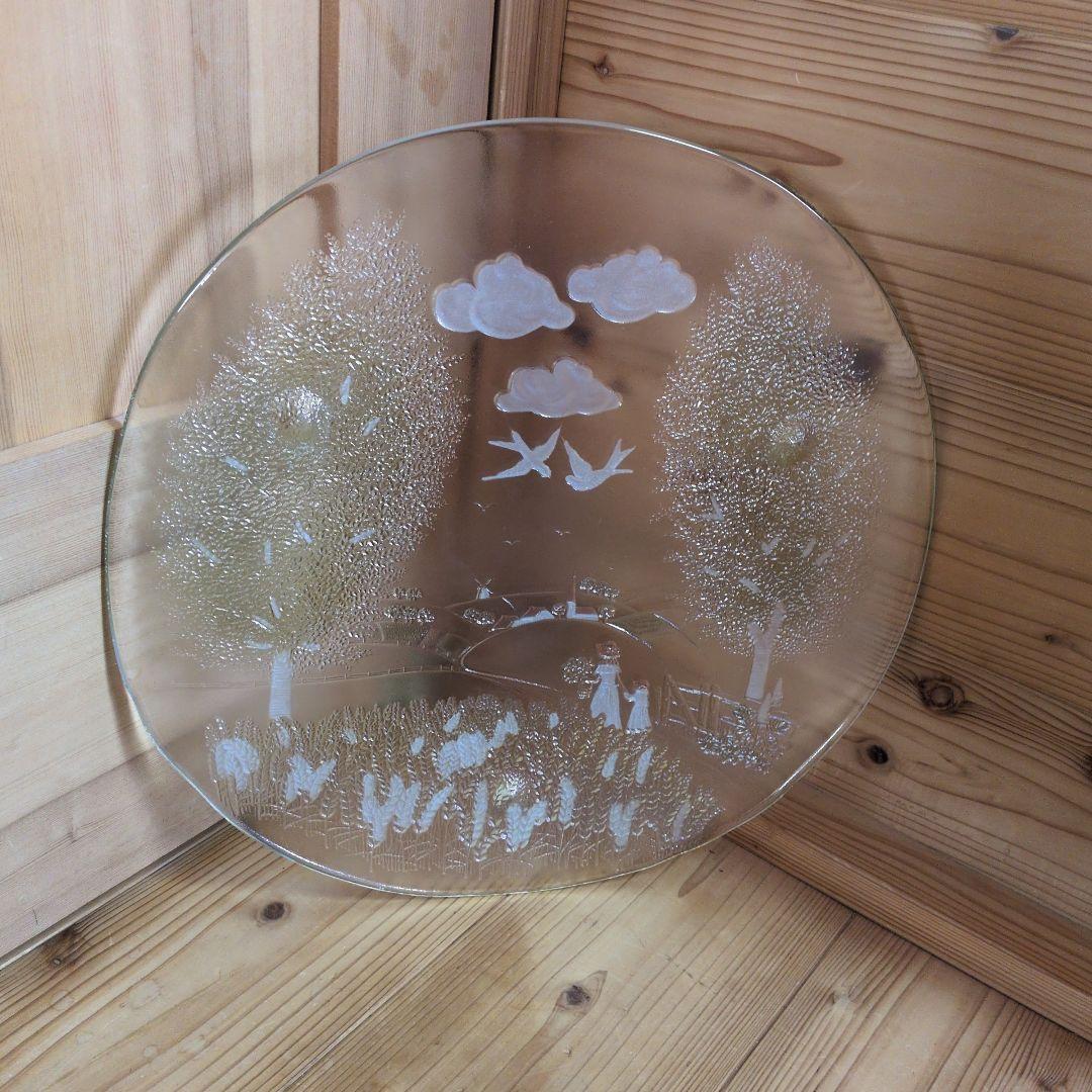 北一硝子のヴィンテージ飾り大皿（新風彩 銘々皿）約36cm