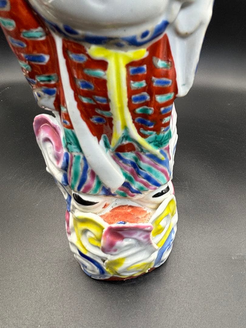 中国美術 古玩 色絵陶人形 陶器人形 高さ約25cm 置物 オブジェ 古董品