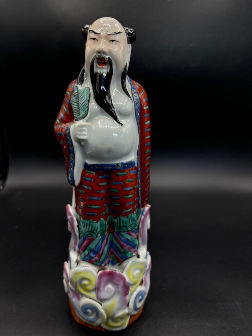 中国美術 古玩 色絵陶人形 陶器人形 高さ約25cm 置物 オブジェ 古董品