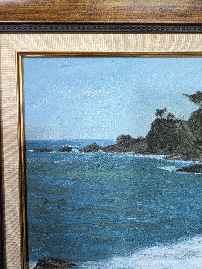 神貞一作　油彩画F8号　肉筆