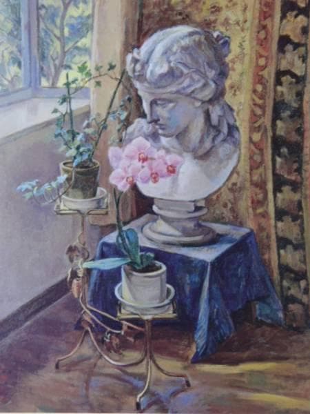 大縄久恵、【朝の窓辺】、希少な額装用画集より、新品額装付