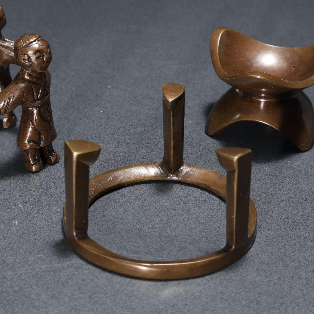 【茶道具】七種蓋置　唐銅　和雲　共箱　R1625N3