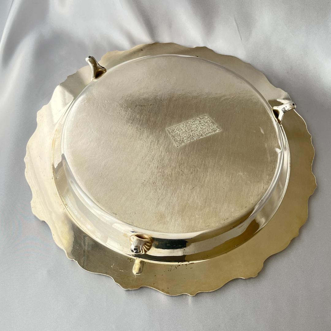 【POOLE】サルヴァ / ドリンクトレー【シルバープレート】30cm フット付