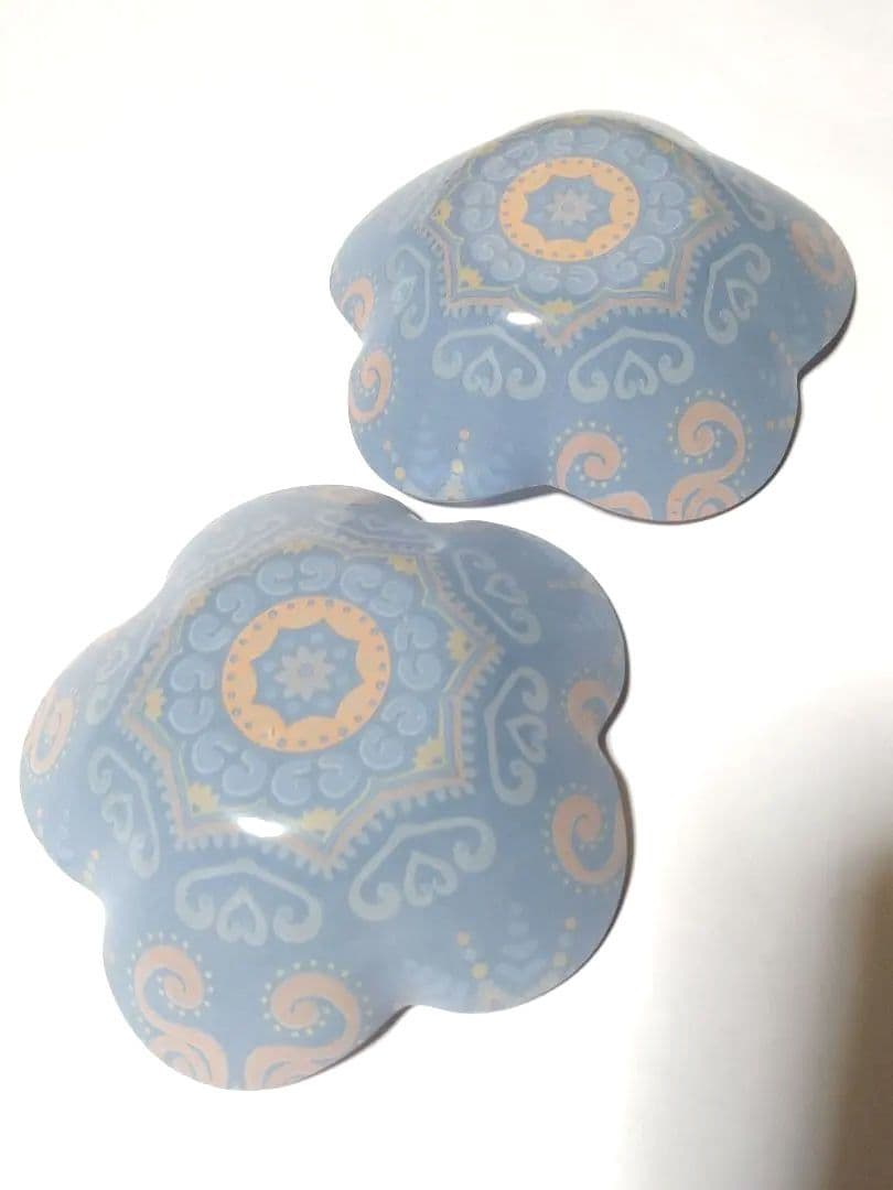 デザートボウル ■ 5点 ガラスボウル 皿 オリエンタル柄 青 蚤の市