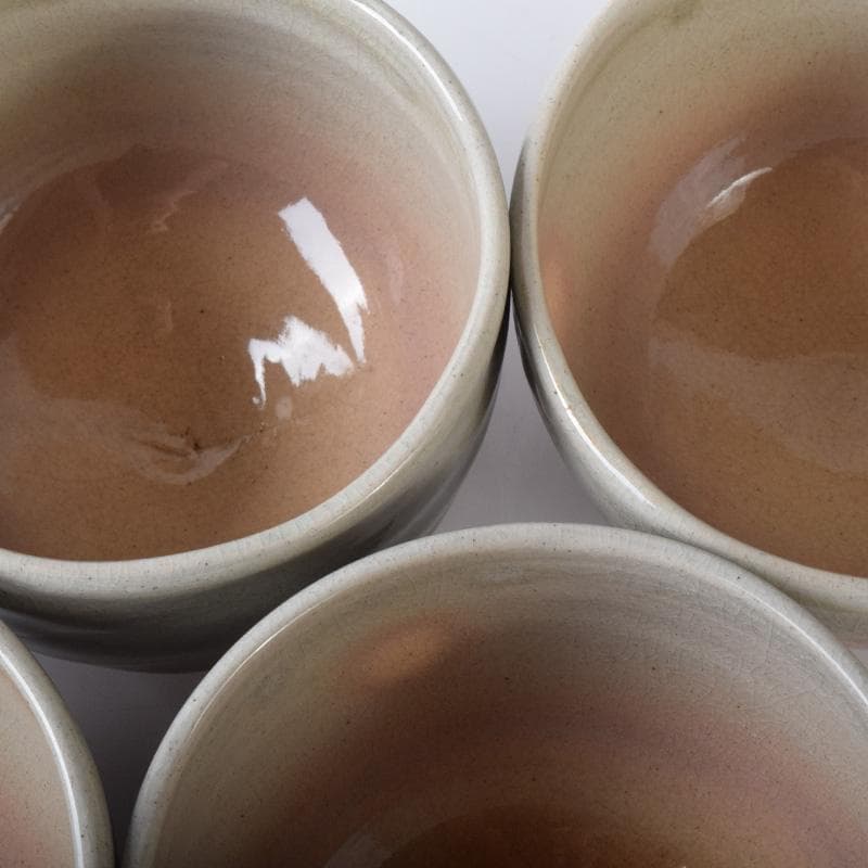 茶道具　萩焼　東光山窯　十一代大和松雁作　茶碗　五客　共布共箱　C　7614A