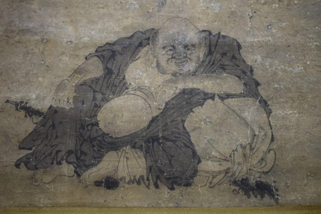 模写/狩野元信/布袋図/大幅/布袋屋掛軸HG-684