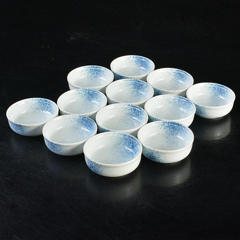 和食器　染付　吹墨文小皿　十二客　書付箱　V　R7437