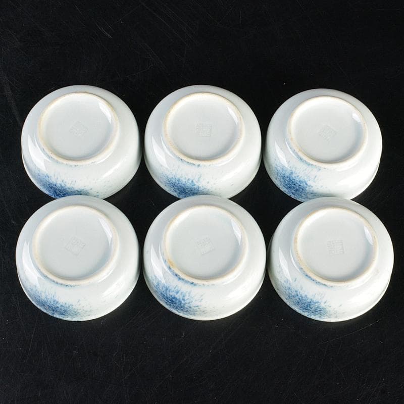 和食器　染付　吹墨文小皿　十二客　書付箱　V　R7437