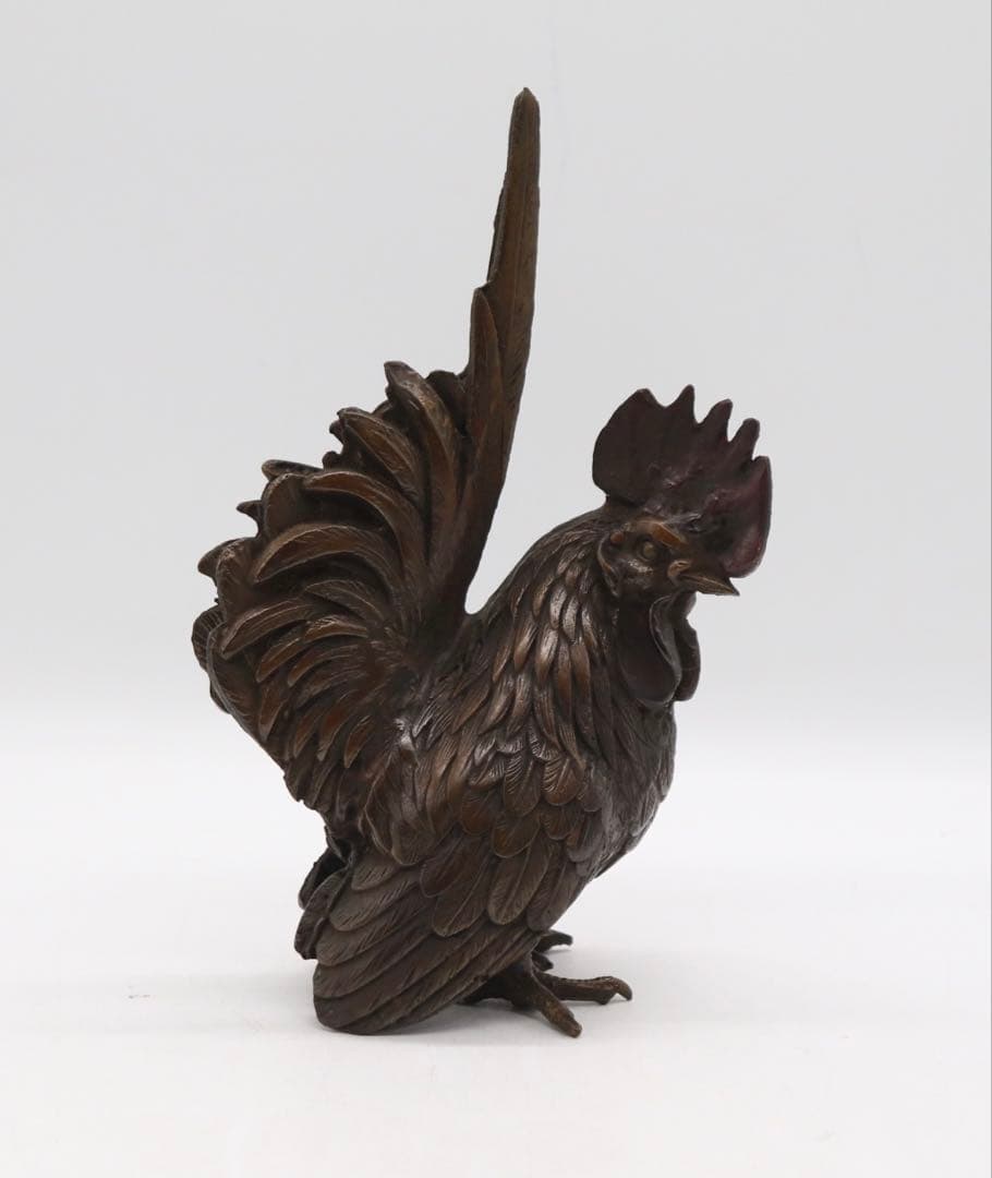 時代　銅製　鶏　オブジェ　置物　送料込み250807