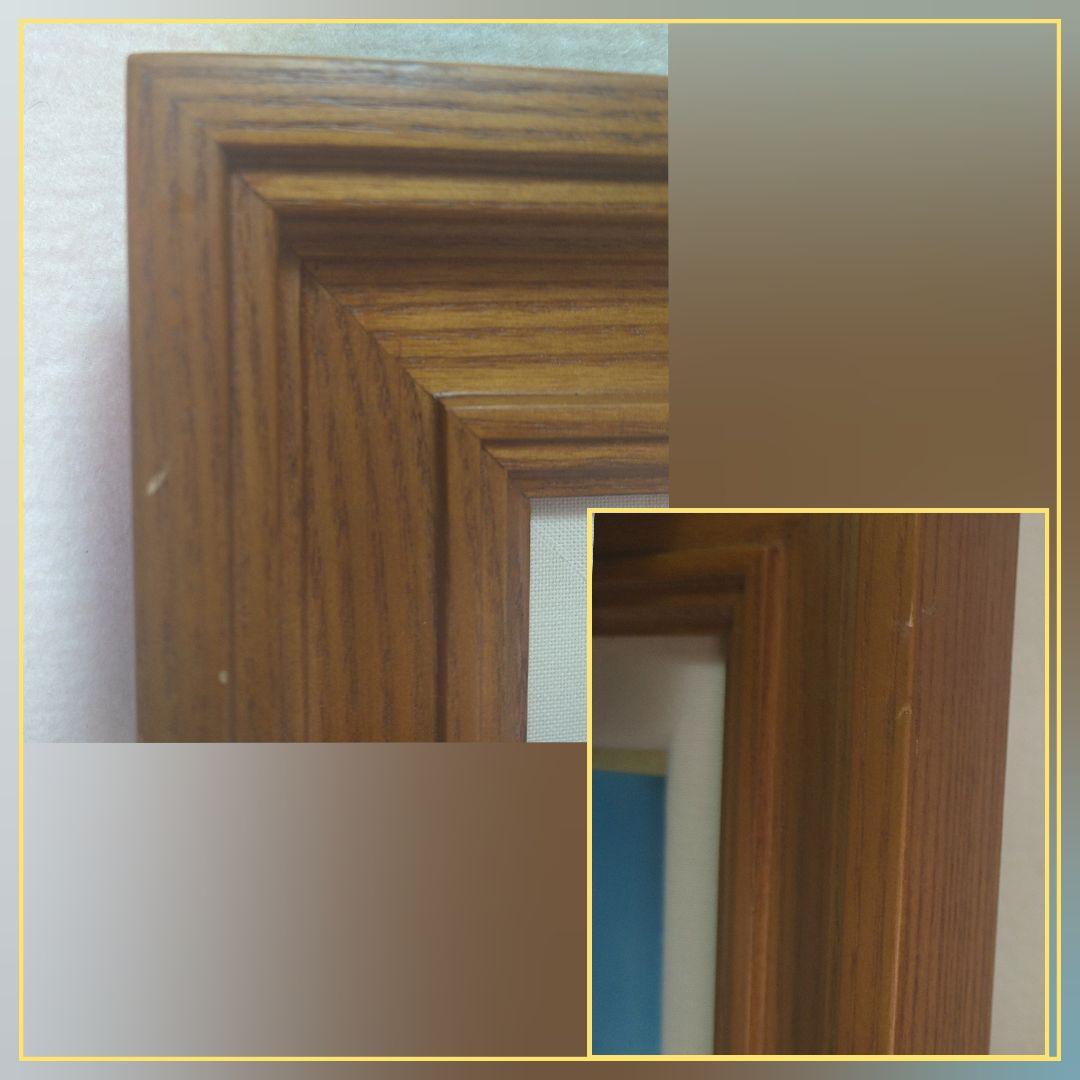 油絵島本良平F6【東尋坊】自筆サイン入り額装額縁