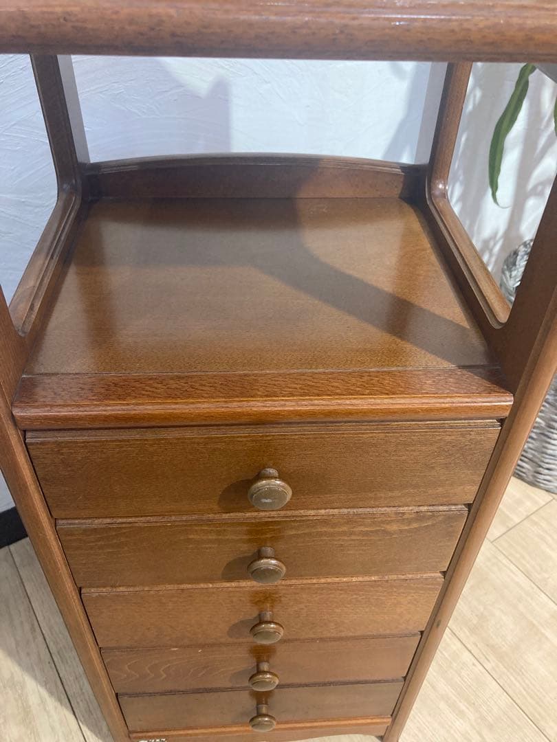 オールドカリモク　木製　棚　5段キャビネット　引き出し　アンティーク　レトロ