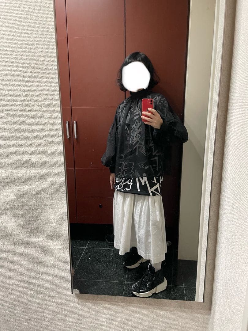 コムデギャルソン　ギャザー　スカート　ホワイト　サイズS