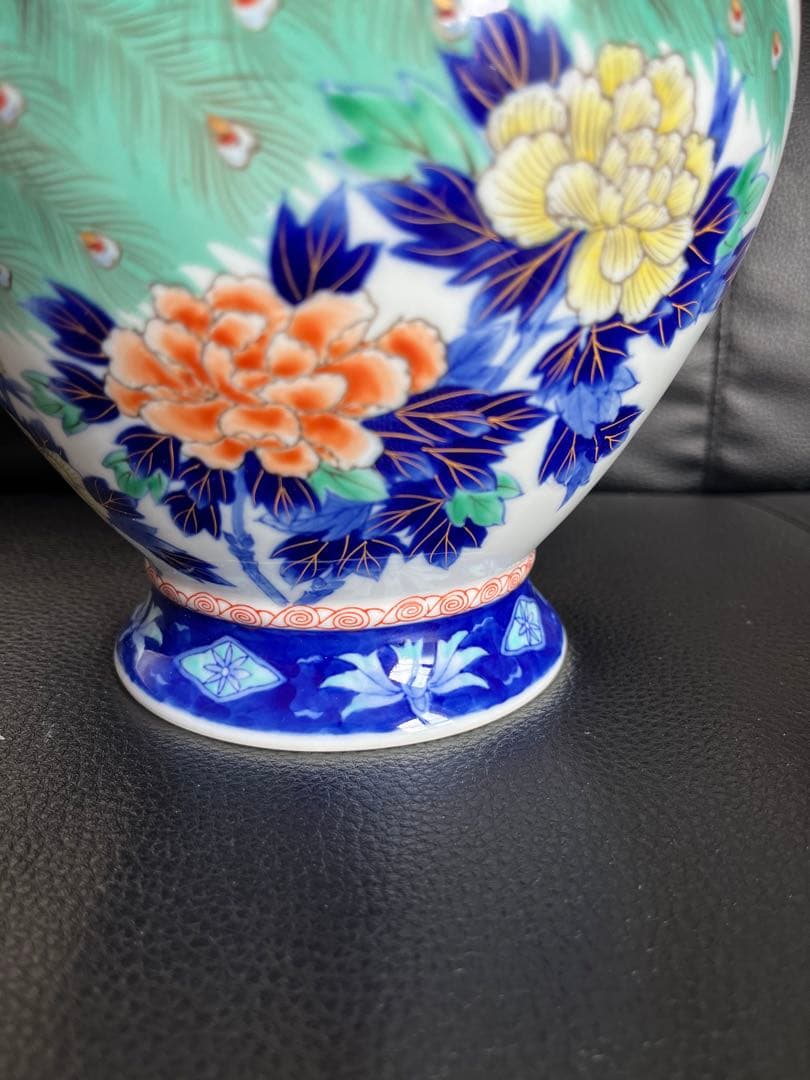 深川製磁 孔雀 高級花瓶 レア品