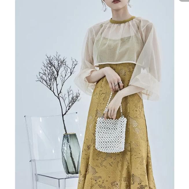 etoll. 結婚式 ワンピース 3wayシフォンボレロ&レースキャミドレス S