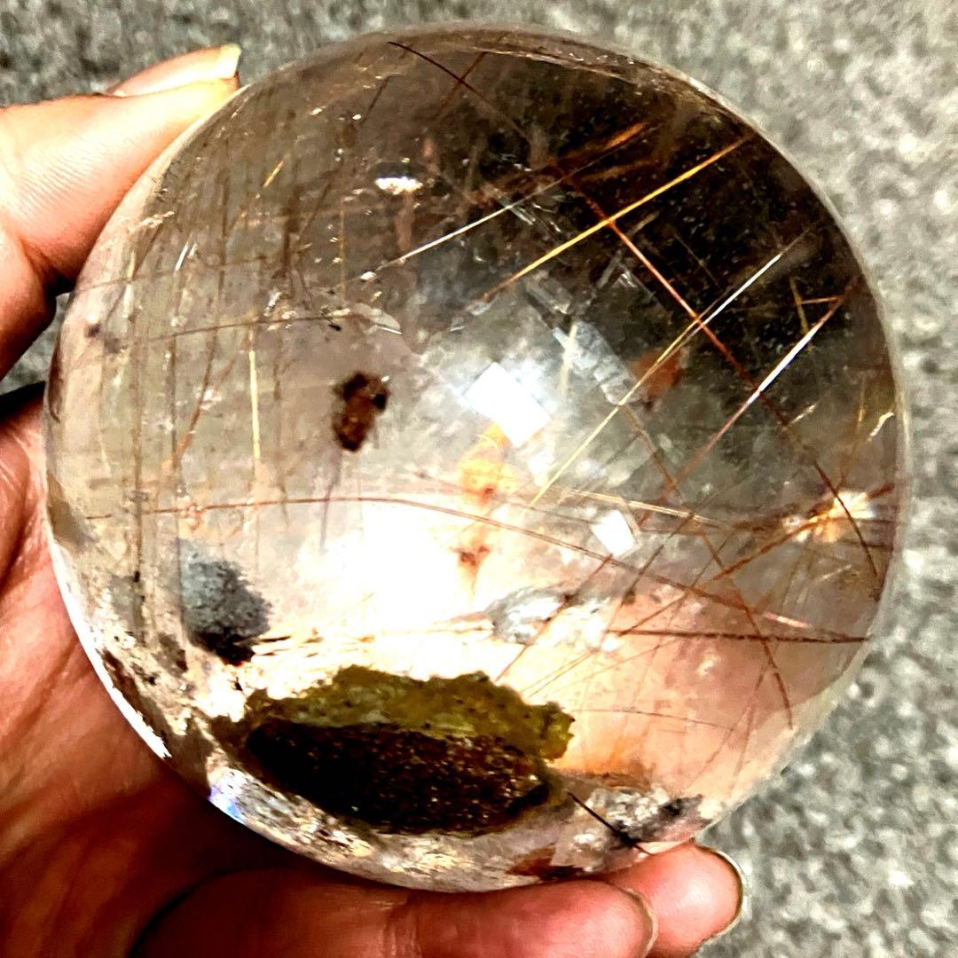 超特大　83mm ゴールドレッドブロンズルチルクォーツ　金針水晶　パワーストーン