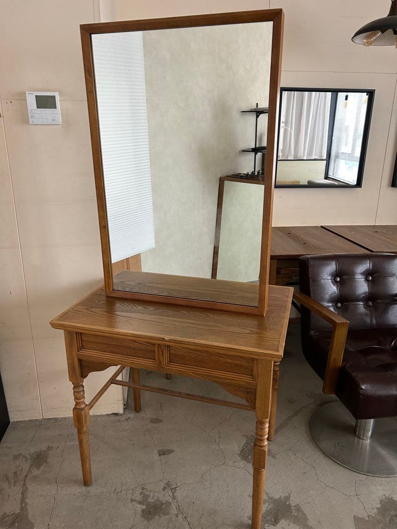 【中古】美容室両面鏡セット面 木製アンティーク 1台 その2