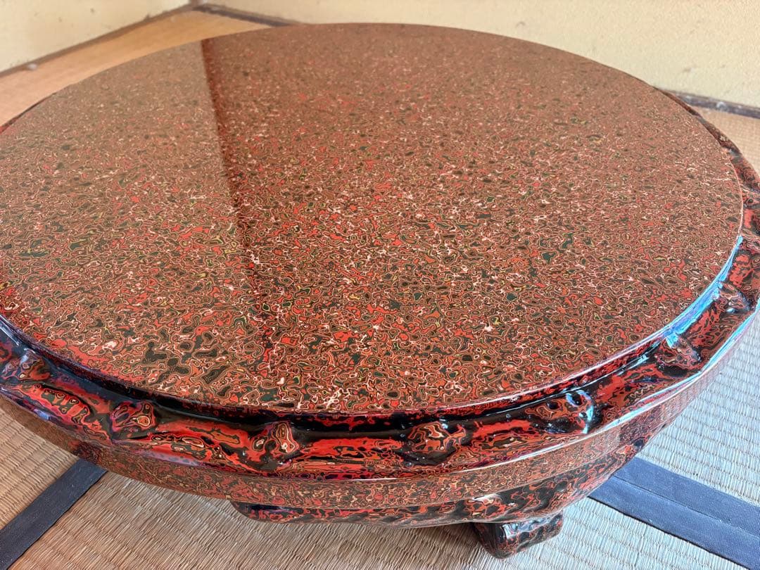 早い者勝ち 昭和レトロ 津軽塗り 螺鈿 円卓 座卓 ちゃぶ台 ローテーブル