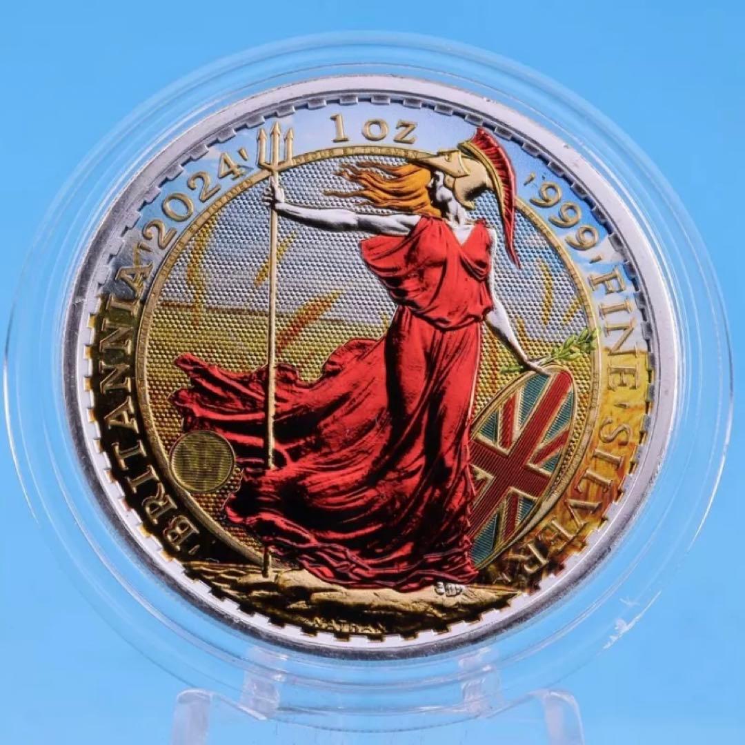 世界100枚限定 イギリス ブリタニア 銀貨 カラー 女神と自然の調和：実りの夏