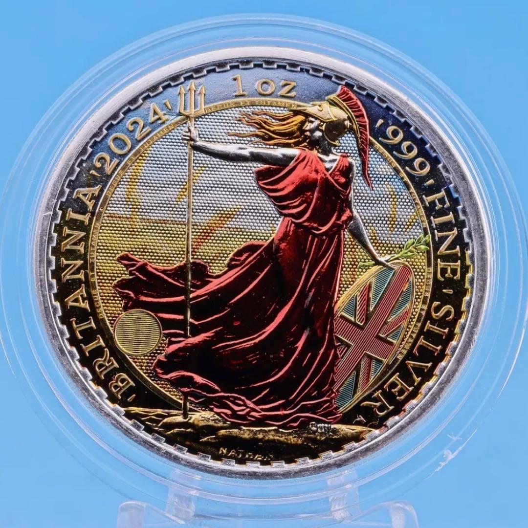 世界100枚限定 イギリス ブリタニア 銀貨 カラー 女神と自然の調和：実りの夏