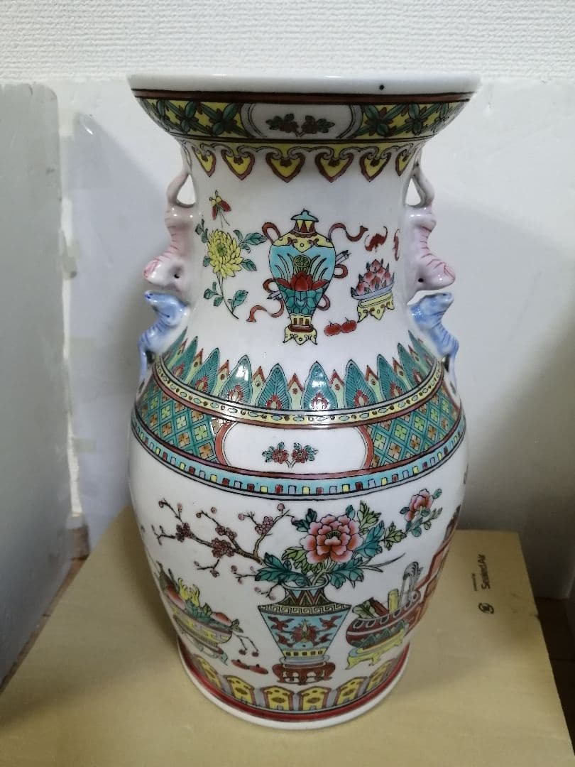 花瓶 窯印:大清同治年製 時代物 高約37cm 送料無料