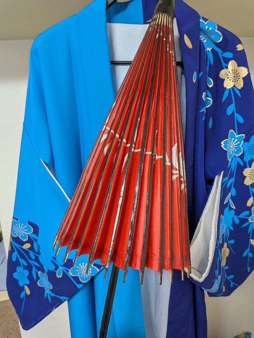 海外コレクター向け女性用優美ＪＡＰＡＮ着物＆日本和傘ペア２点セットコレクション