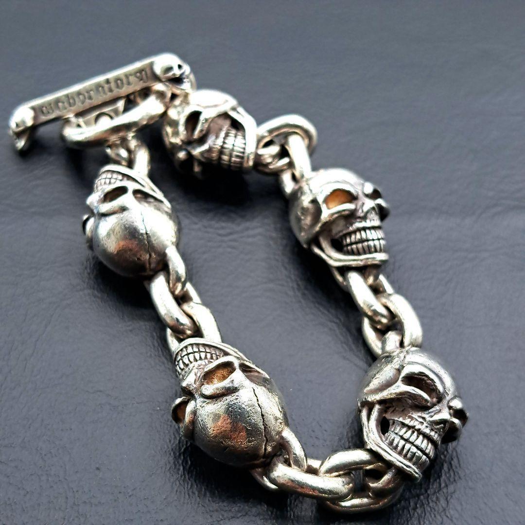 ブレスレット バングル スカル ５スカル 髑髏 ドクロ シルバー
