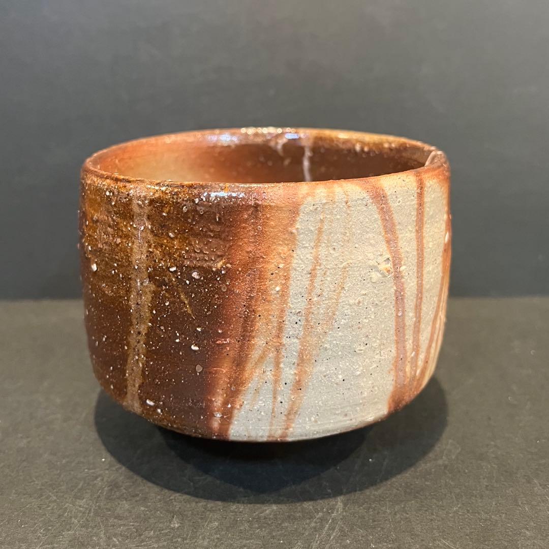 新品　人間国宝　伊勢崎淳　茶碗／陶歴共布共箱あり　緋襷　個展購入品