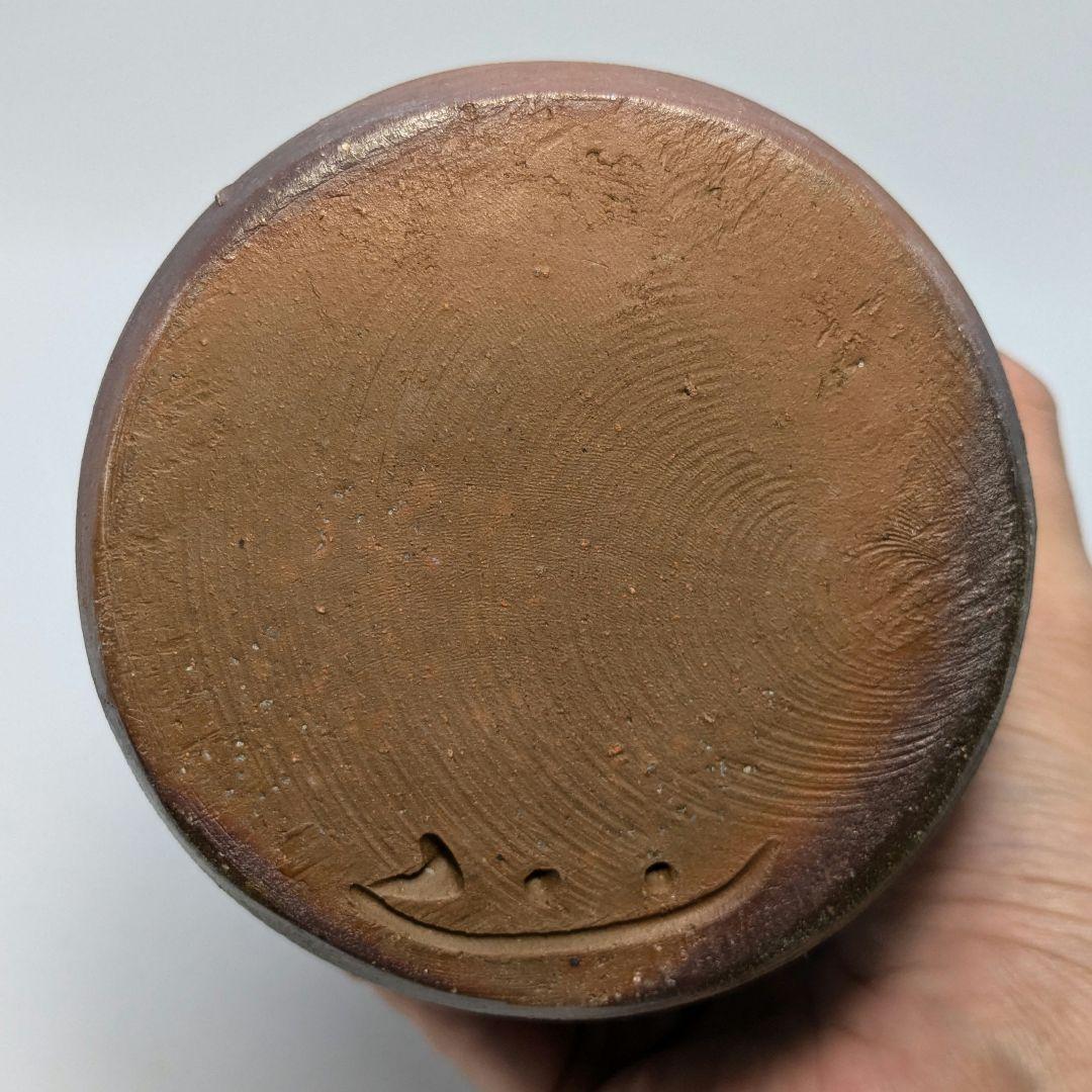 岡山県重要無形文化財 吉本正 備前焼 花入 合箱共布栞 花瓶 花器 花生 置物