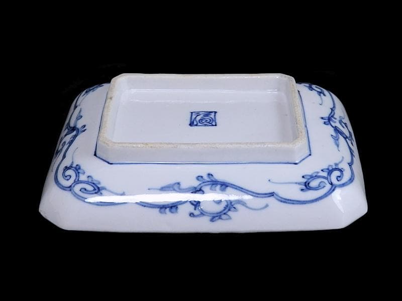 大聖寺伊万里　染錦　波千鳥に菊　花唐草の図　長皿　B288AS-CRn