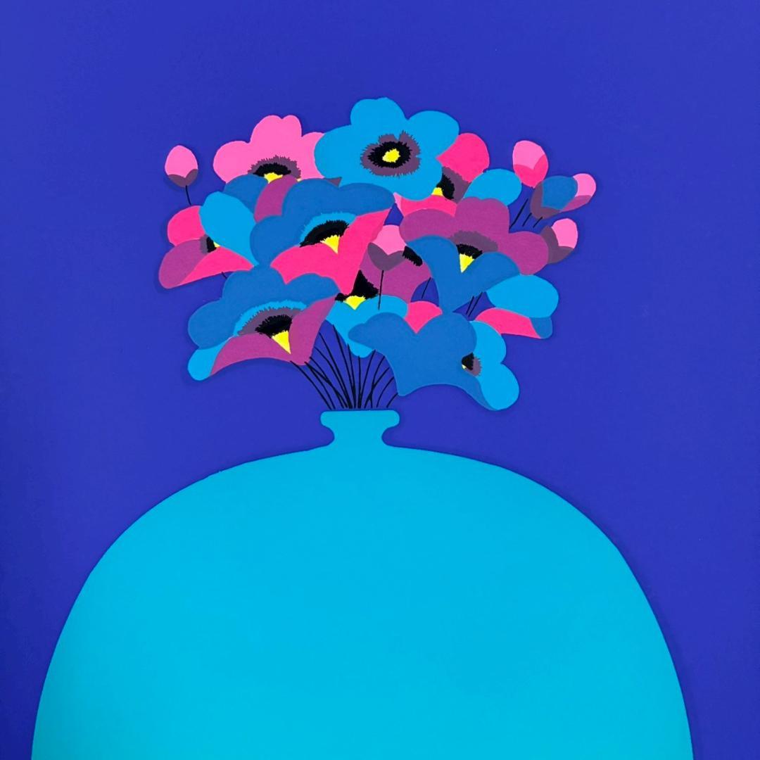 国武久巳「花」シルクスクリーン 直筆サイン入り 額装 グラフィックデザイナー