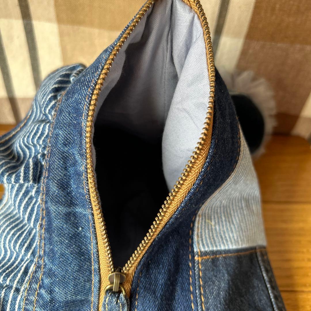 デニムリメイクフリルテトラポーチハンドメイド
