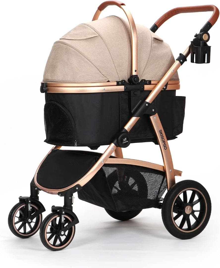 SKISOPGO 多機能ペットカート ベージュとブラック