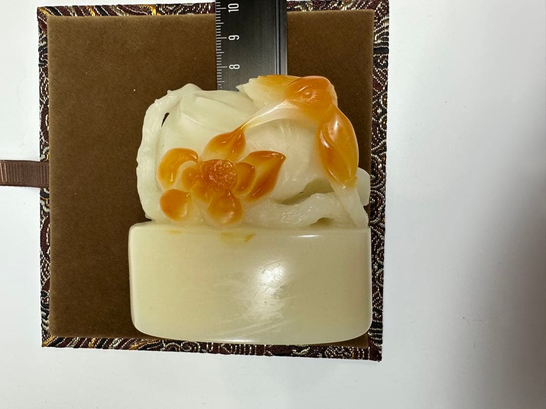 【花鳥】 蓮花　鳥　大材　美品　高級印材　篆刻　印石　寿山石　芙蓉　巧色　印材